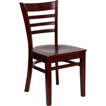 Ladder Back Mahogany Wood Restaurant Chair, Brown Y855831