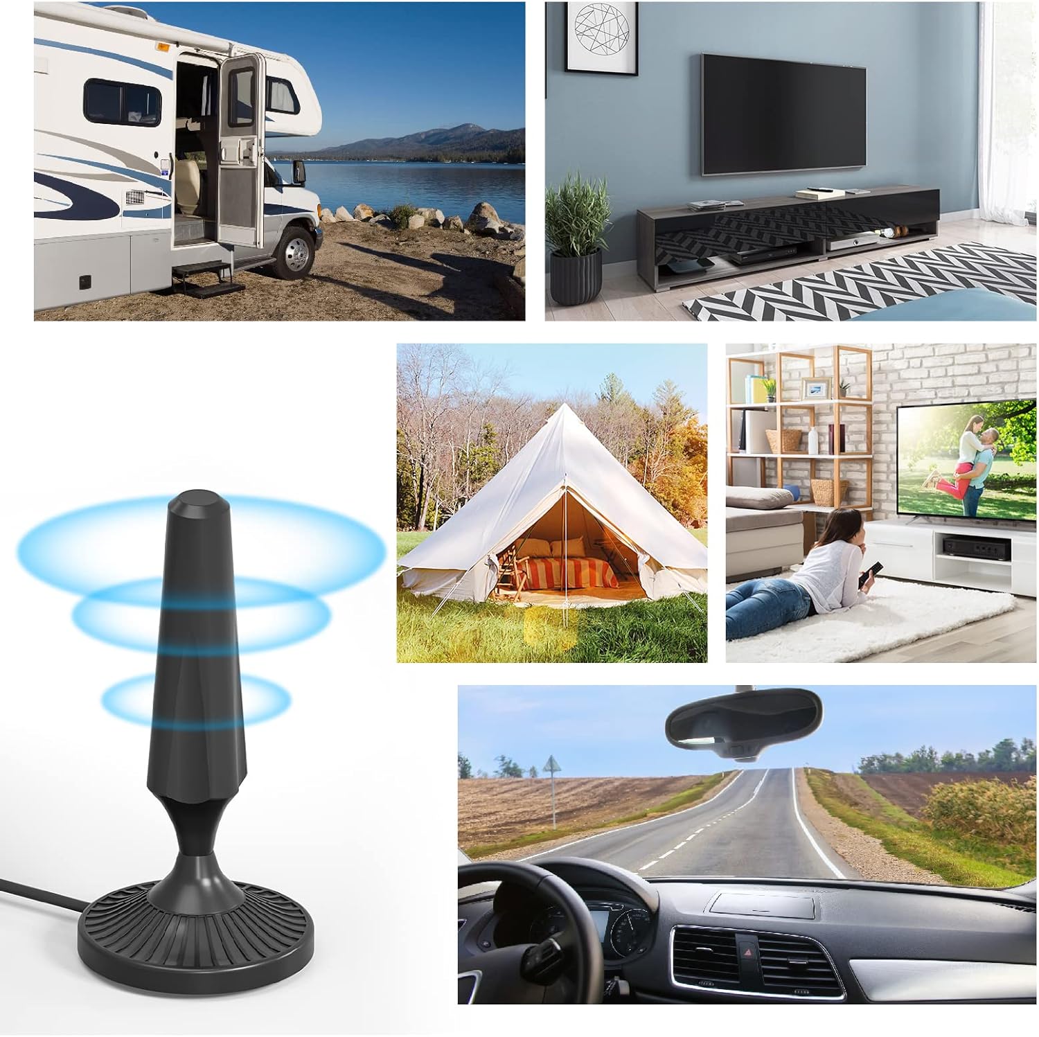 Indoor Amplified HDTV Antenna 300 Miles 4K 1080P UHF VHF FM with 13.4ft Coax Cable K913543