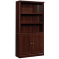 Contemporary 3-Shelf 2-Door Tall Wood Bookcase in Cherry T8933