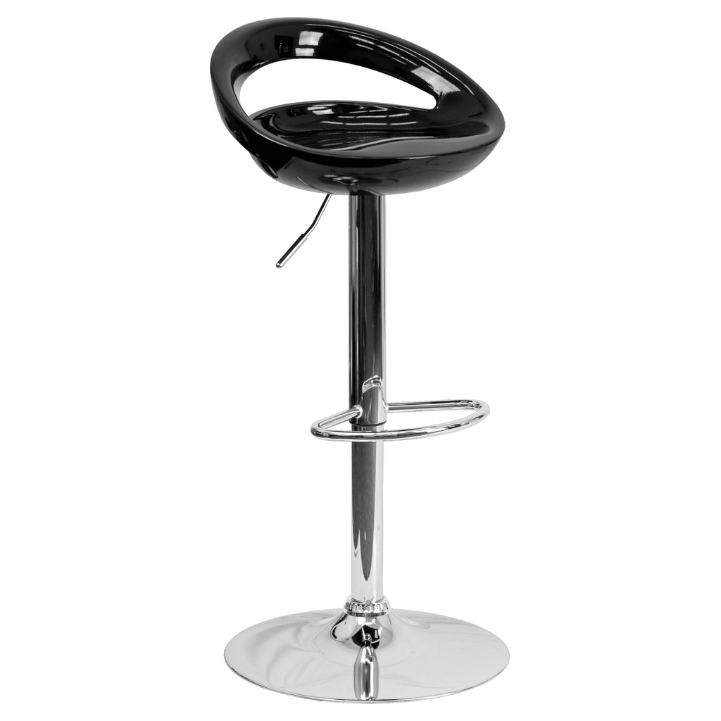Blue Plastic Adjustable Height Barstool with Chrome Base B94209