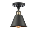 Matte Black Antique Brass Semi-Flush Mount Light S52937