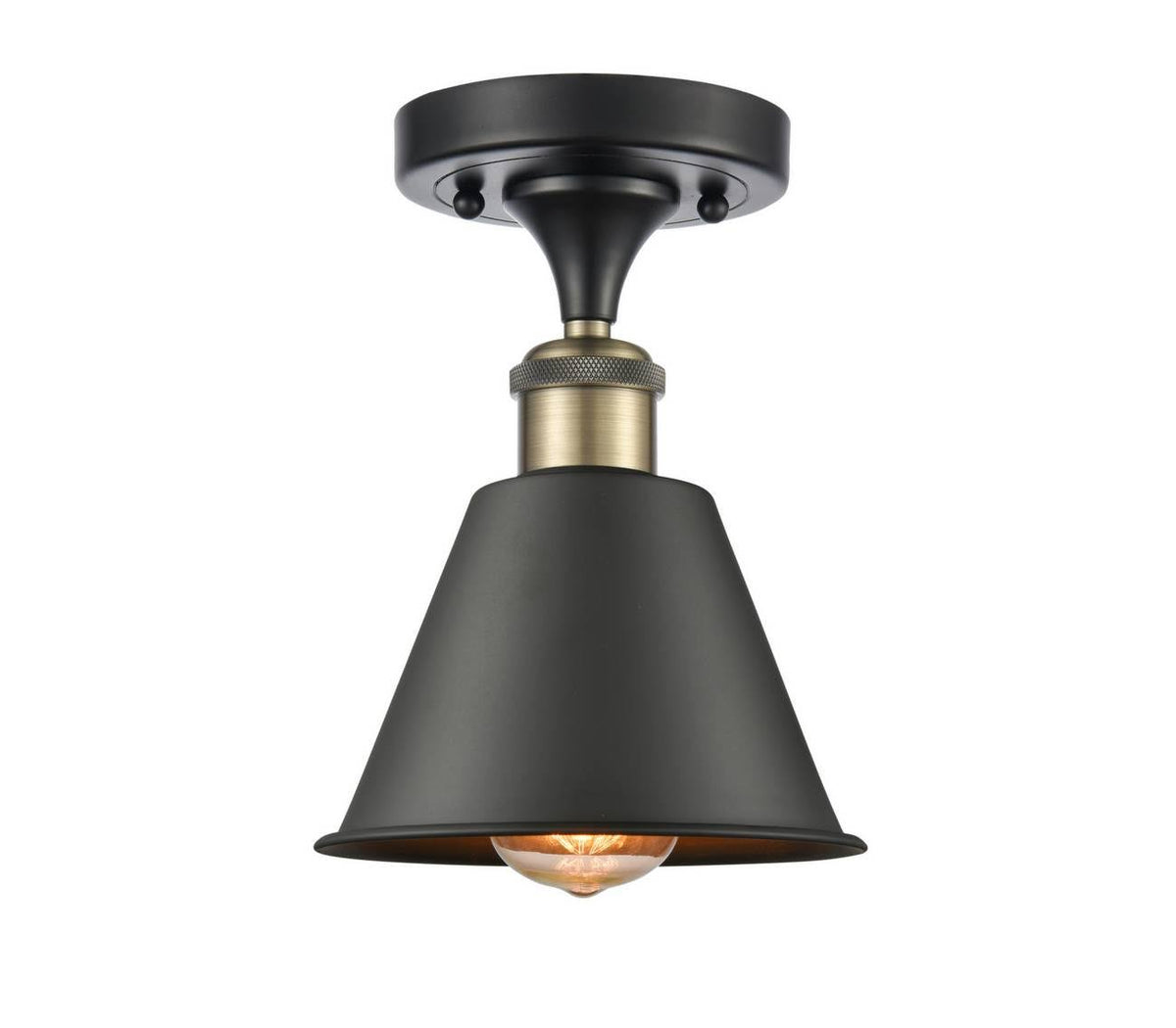 Matte Black Antique Brass Semi-Flush Mount Light S52937
