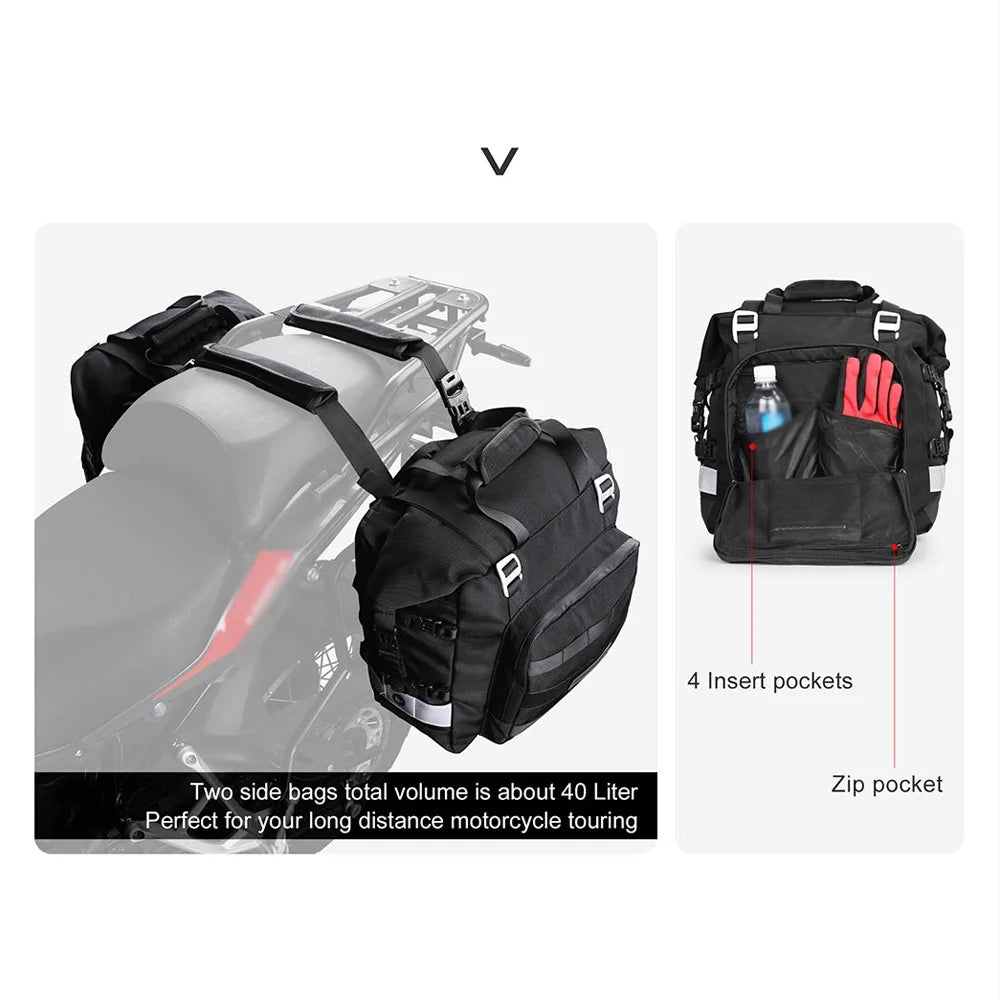20L Polyester Motorcycle Side Saddle Bag with Removable Waterproof Inner Bag T955998