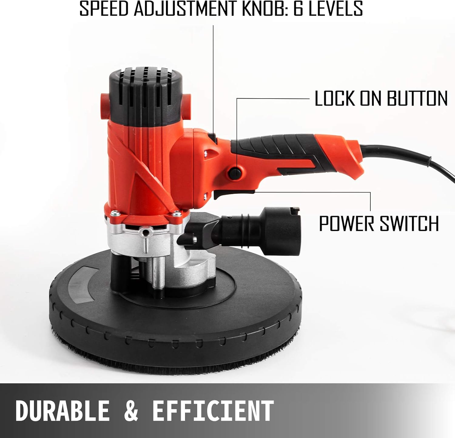 1200W Electric Drywall Sander with Carry Vacuum Bag, 6 pcs Sanding Discs Y18571