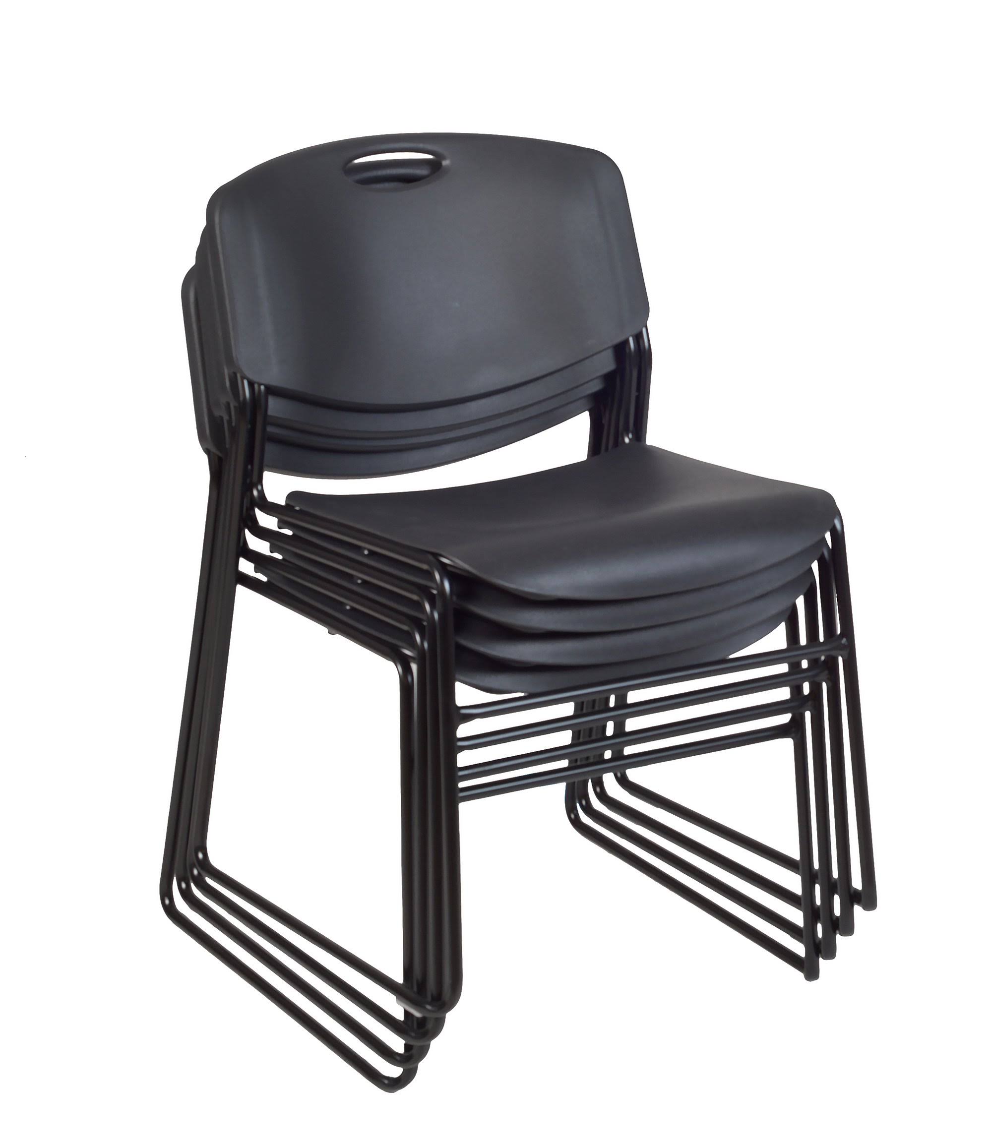 Beige Square Breakroom Table with 4 Black Stack Chairs O6618