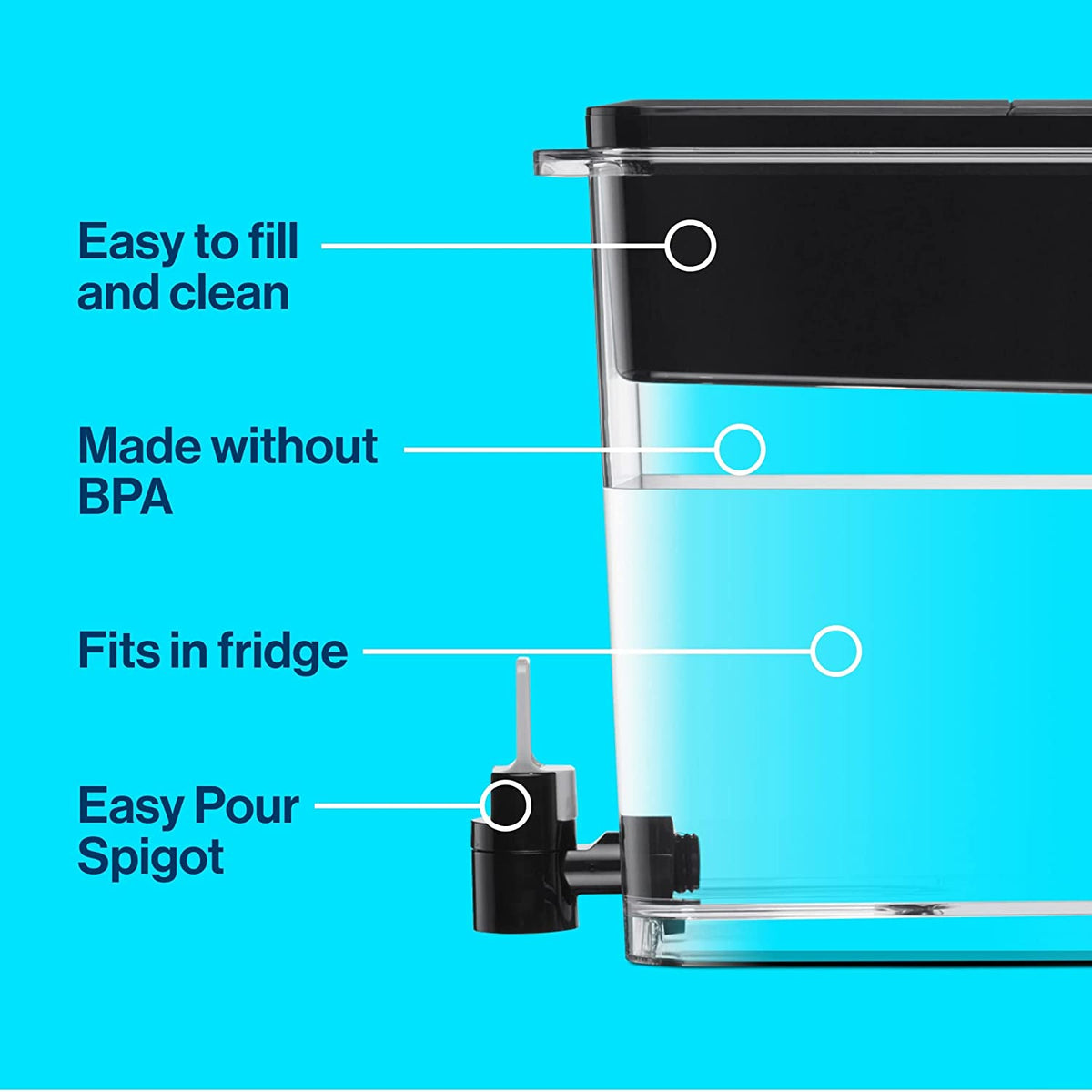 Black BPA Free 27-Cup Water Filter Dispenser D11332
