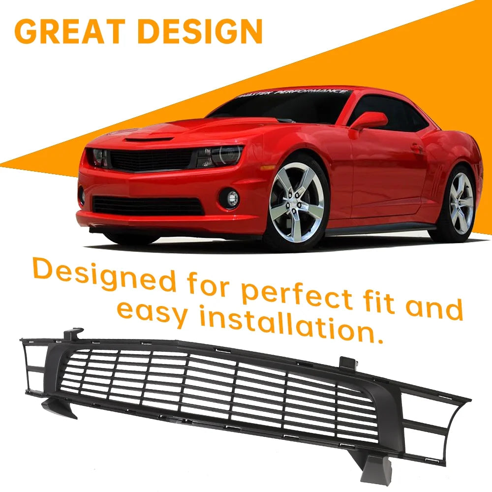Front Heritage Bumper Upper Grille Grill Mesh for 2010-2015 Chevrolet Camaro SS LT ZL1 Dark Argent P496