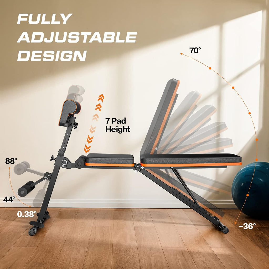 Adjustable Weight Bench with Two Exercise Bands D586