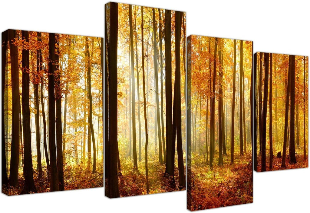 Orange Autumn Forest Scene Woodland Trees Canvas, 51 Inches Wide, Pack of 2 P32278