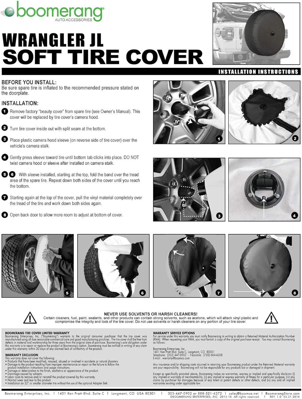32 Soft Tire Cover for Jeep Wrangler JL with Back-up Camera N120