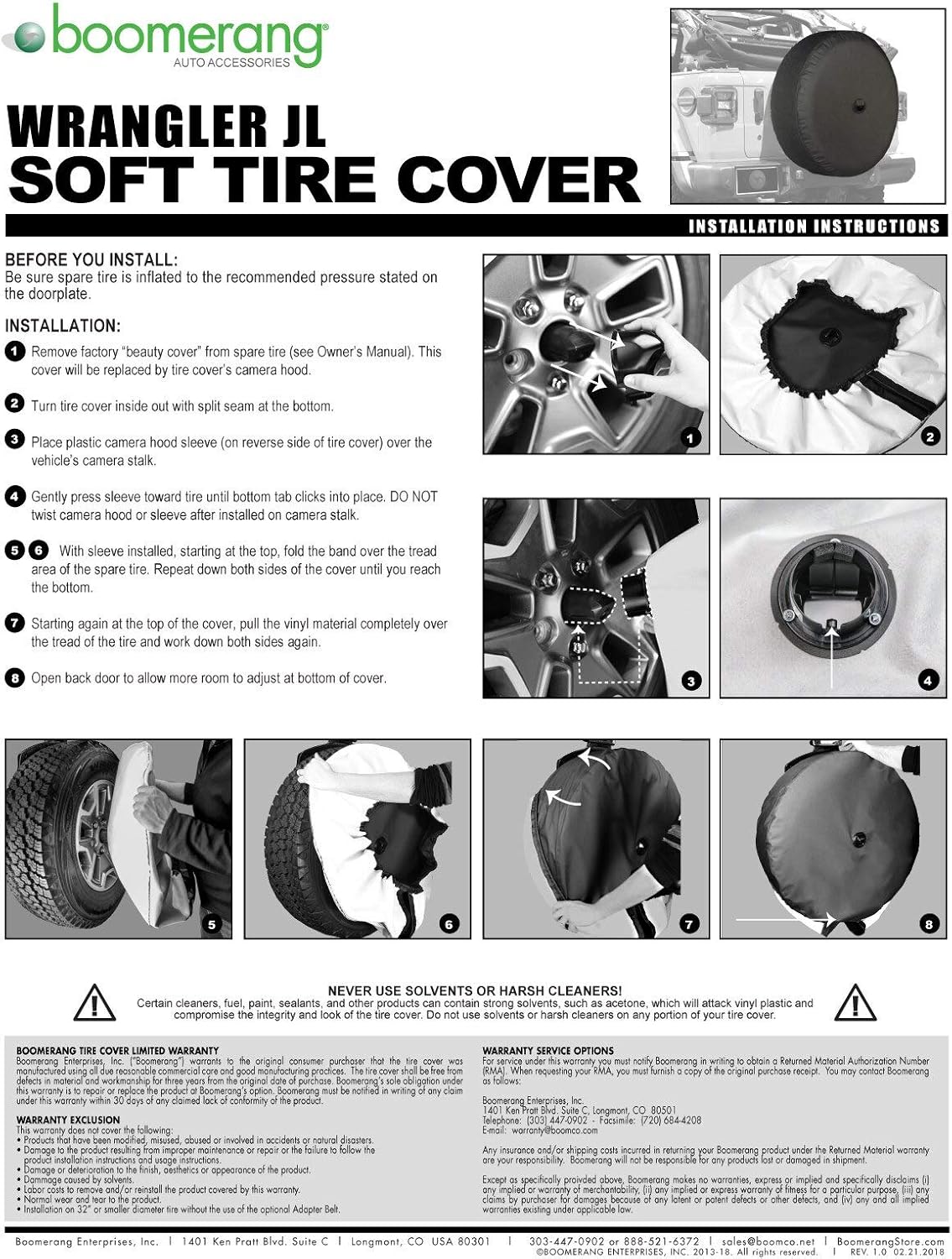 32 Soft Tire Cover for Jeep Wrangler JL with Back-up Camera N120