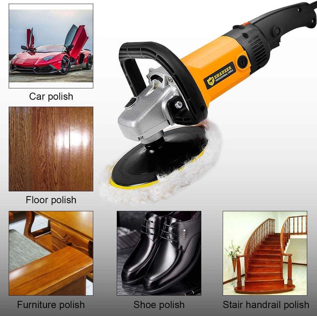 Electric Car Polisher 6-Speed Rotary Polisher 7 Buffer Sander with Bonnet Pad, 10Amp H692652