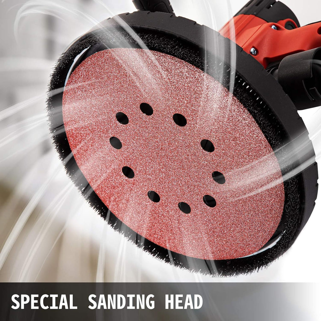 1200W Electric Drywall Sander with Carry Vacuum Bag, 6 pcs Sanding Discs Y18571
