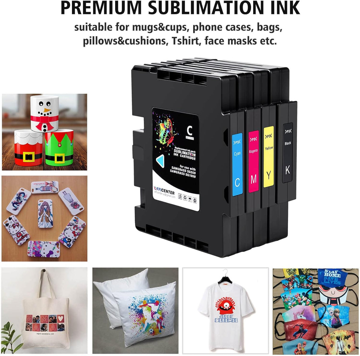 Sublimation Ink Cartridge 4-Pack Magenta Black Cyan Yellow D68648