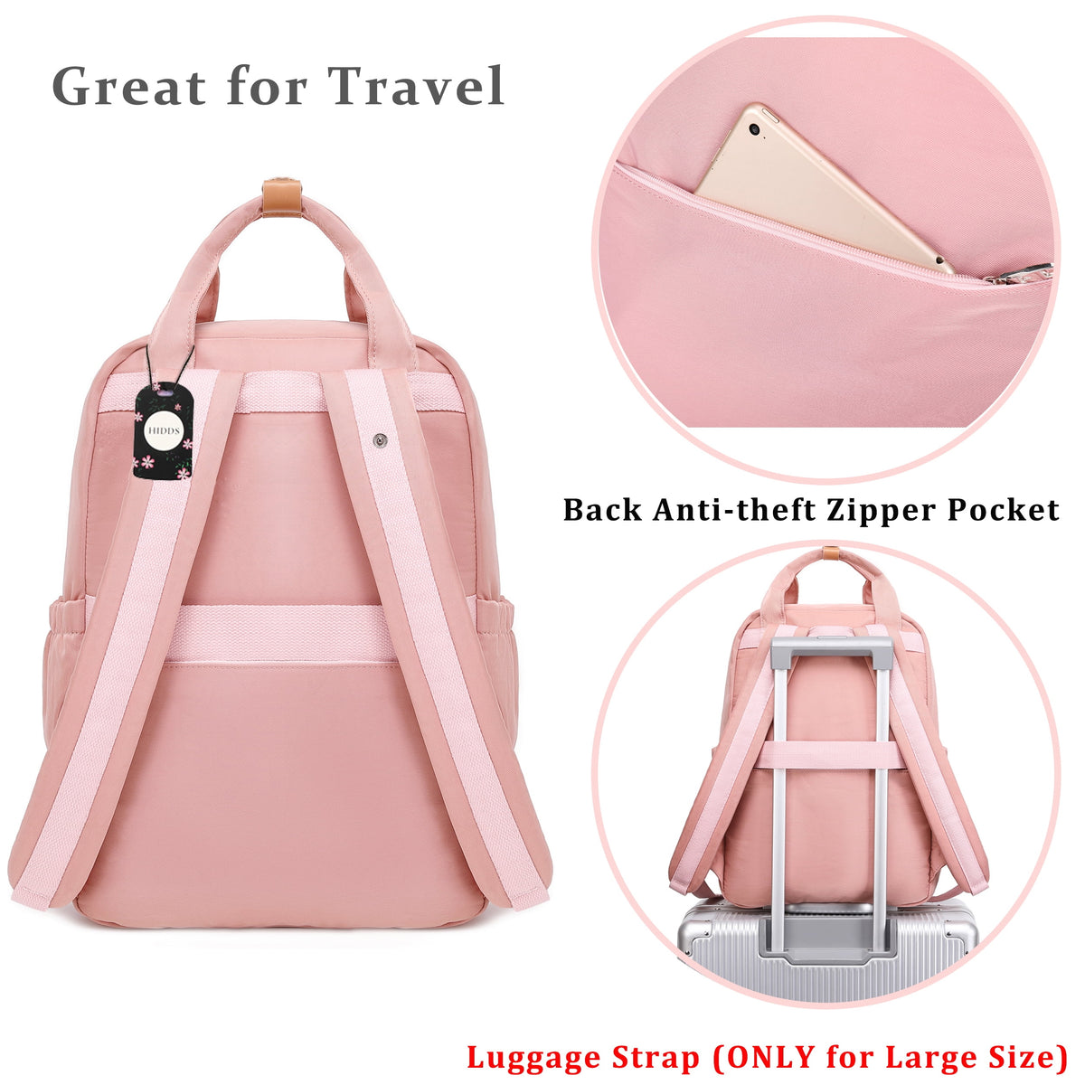 Pink Anti Theft Laptop Backpack X242