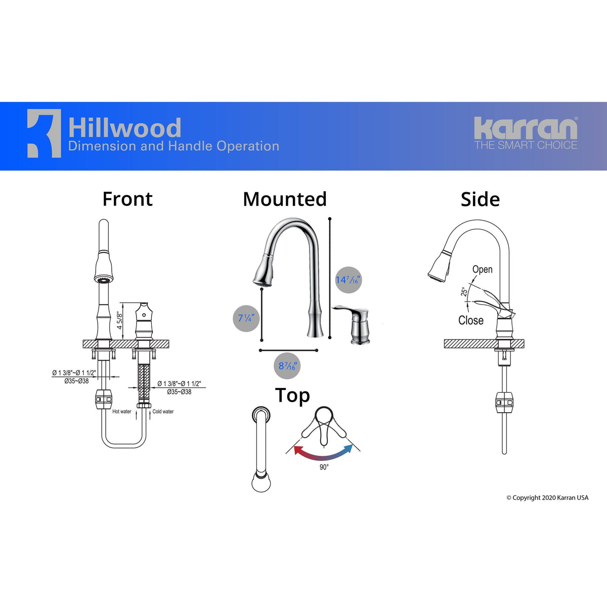 Chrome Single-Handle Pull-Down Sprayer Kitchen Faucet I3316