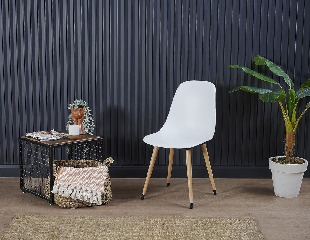 White Plastic Dining Side Chairs Set of 4 U999419