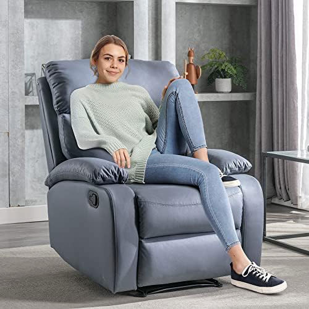 Cerulean Blue Manual Recliner Chair with Micro Leather E12330
