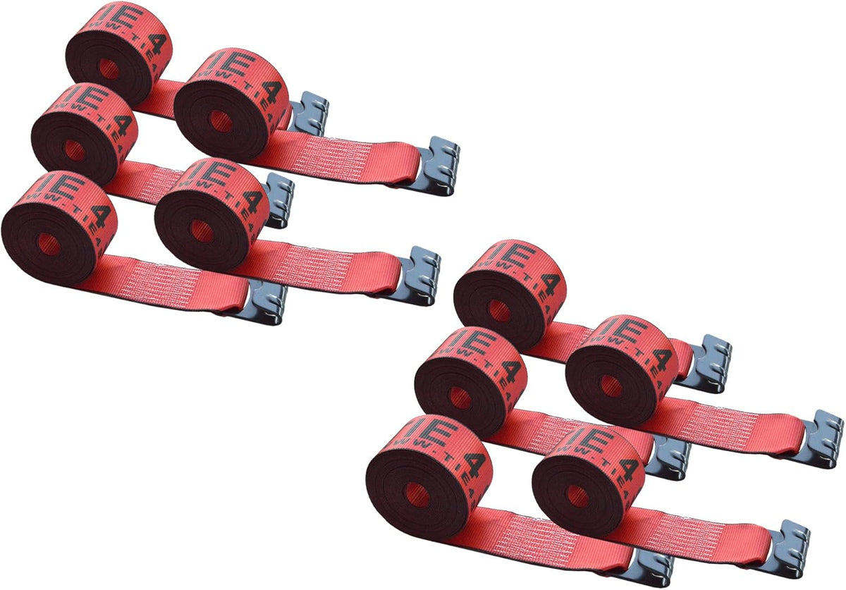 10 Red Heavy Duty Tie Down Straps with Flat Hooks C452