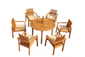 Teak 7 Pc 6 Seater Dining Set with 48" Round Table and 6 Stacking Arm Chairs Q203496