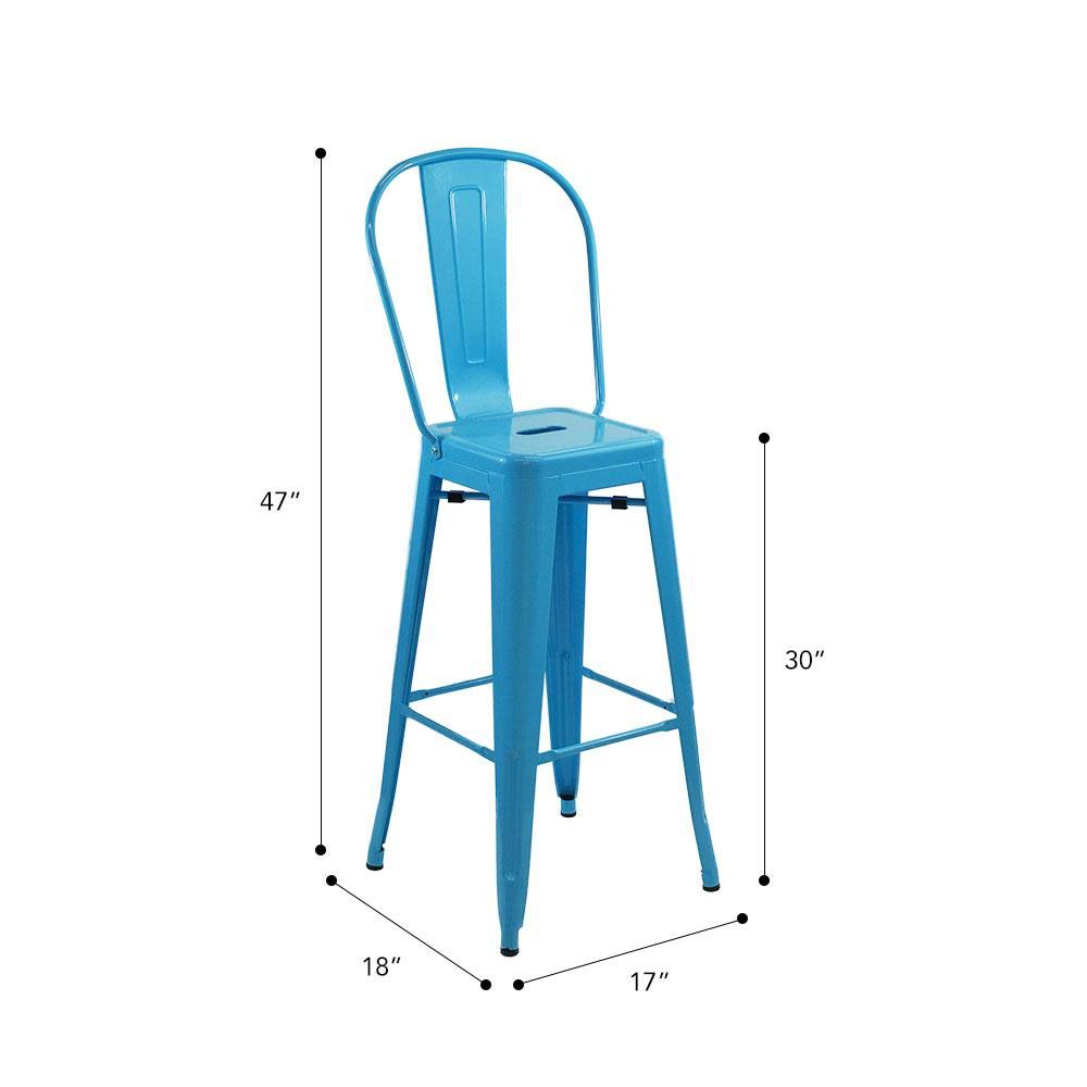 Gray Bar Stool with High Back, 17 W x 18 D x 47 H F8518