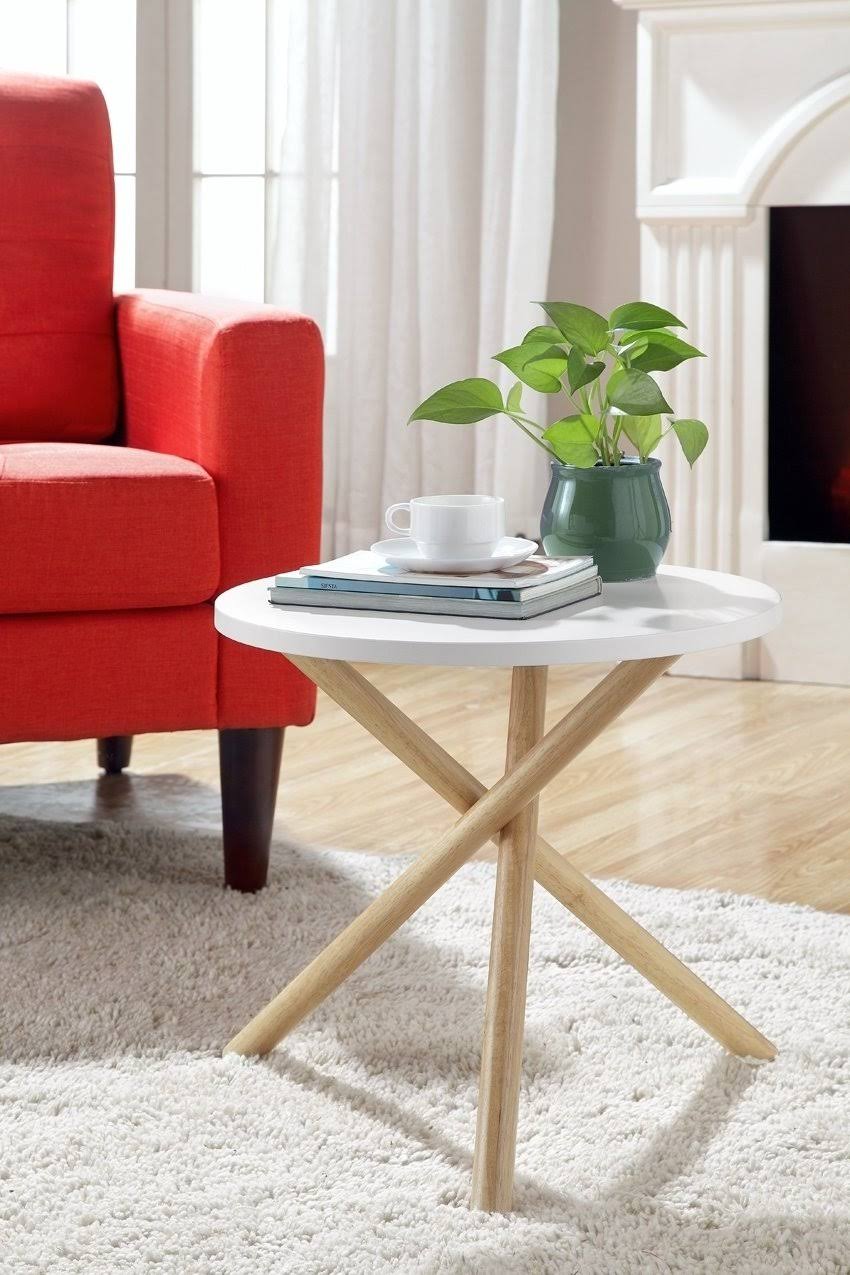 White & Natural End Table W604