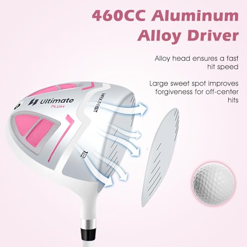 12 Pieces Women’s Complete Golf Club Set Right Hand with Portable Golf Cart Bag D915