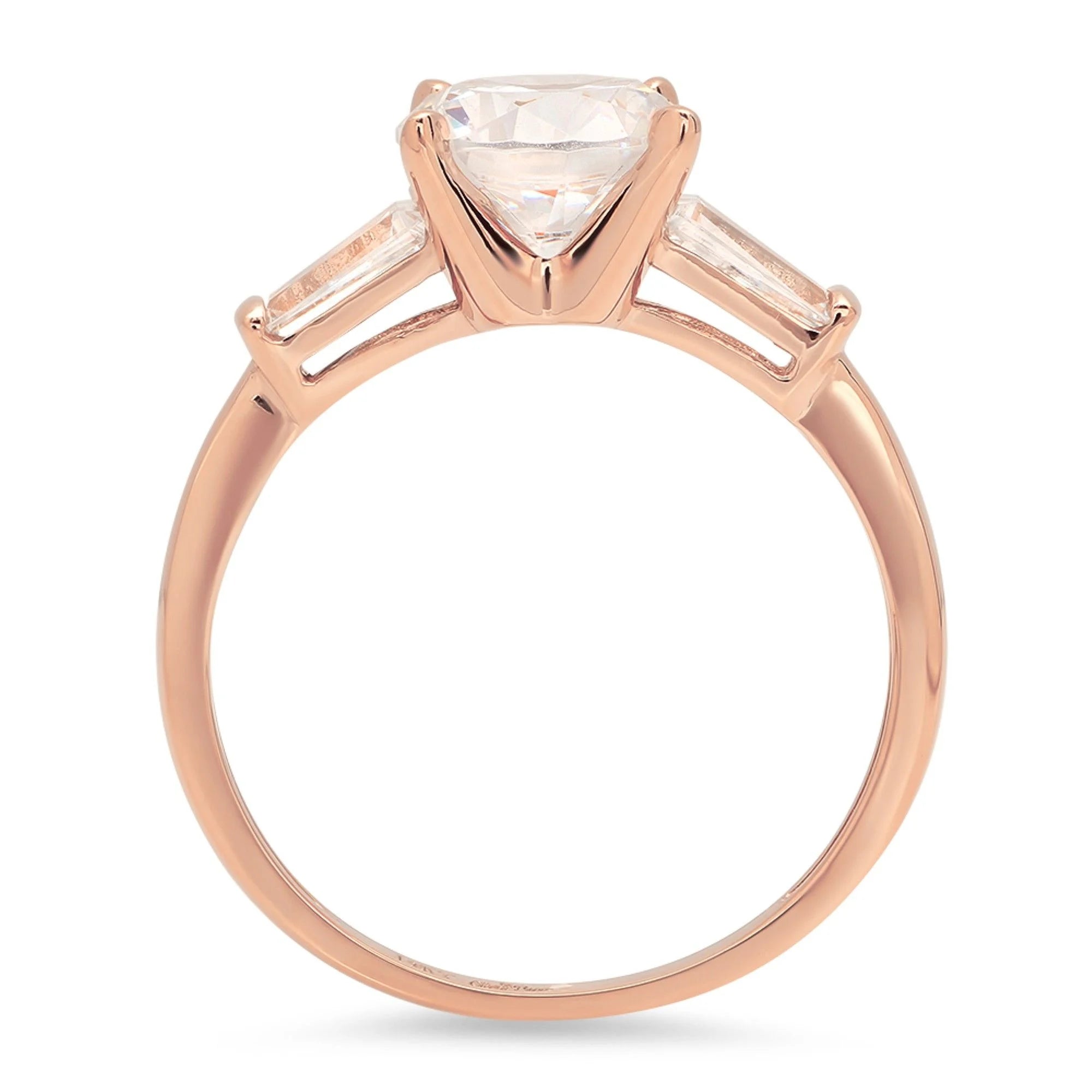 18k Pink Rose Gold Three-Stone Ring G957475