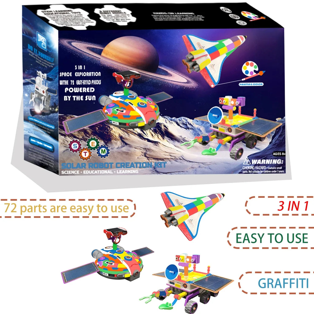 Solar Robot Kit 3 In 1 Solar Powered DIY Science Educational Toy L7797