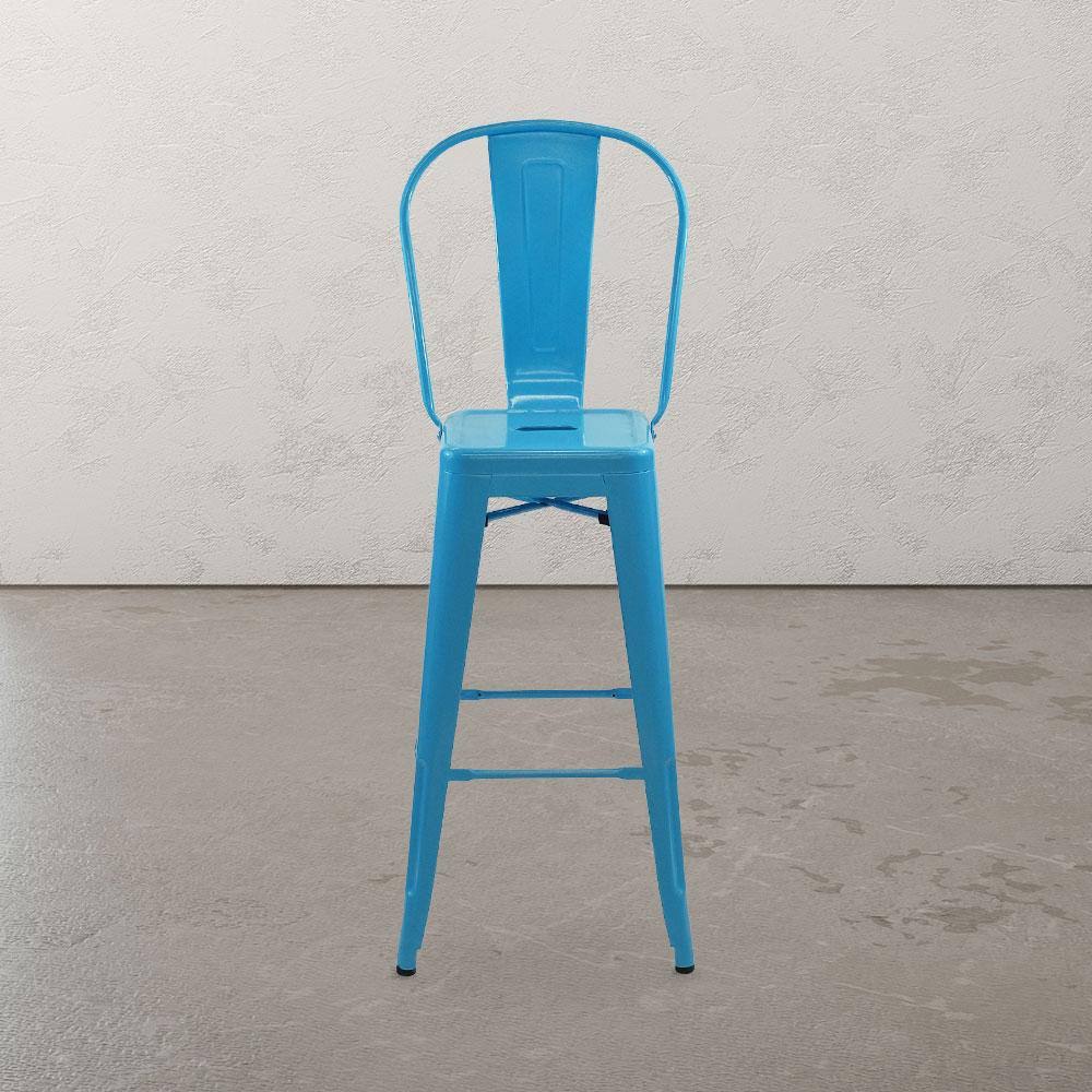 Gray Bar Stool with High Back, 17 W x 18 D x 47 H F8518