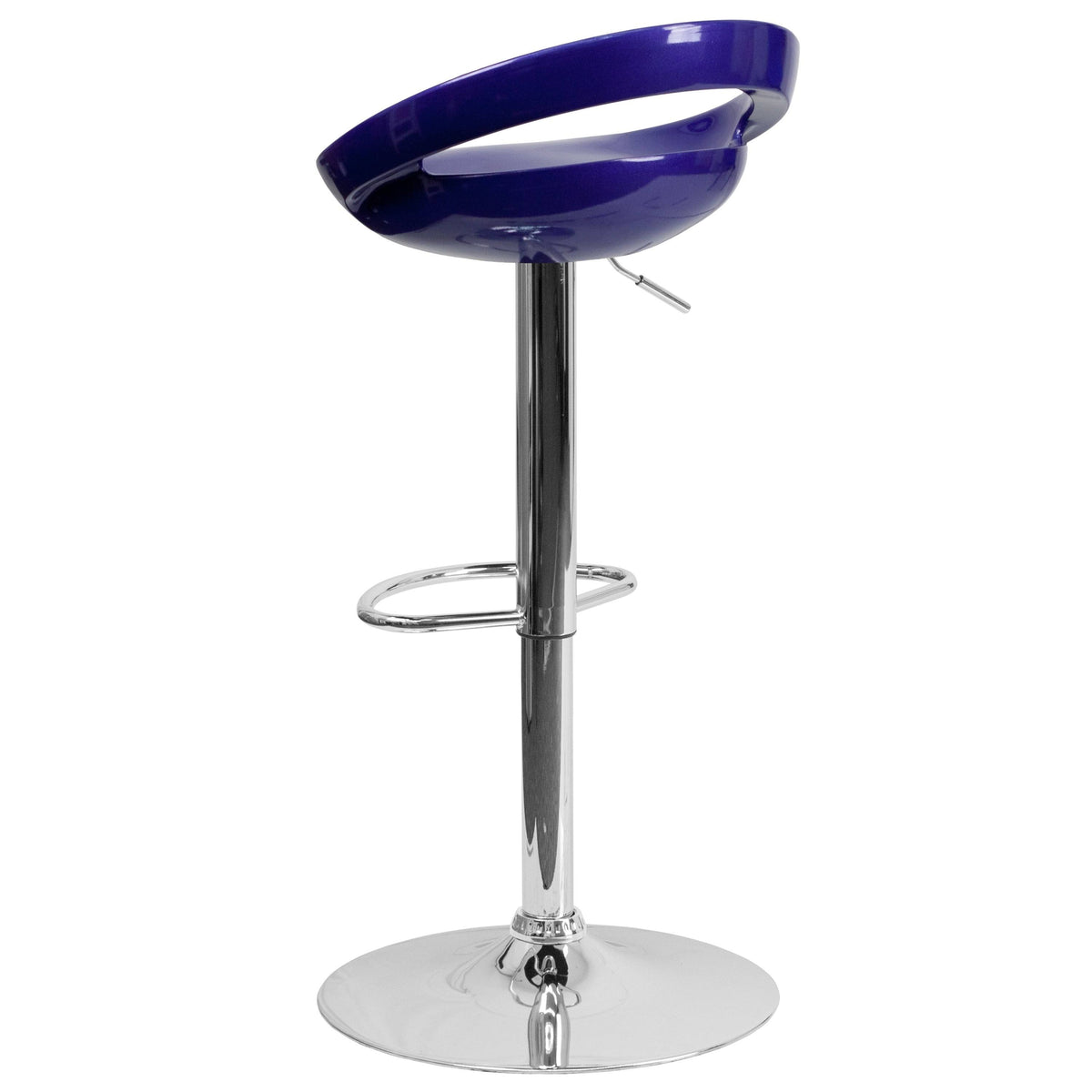 Blue Plastic Adjustable Height Barstool with Chrome Base B94209