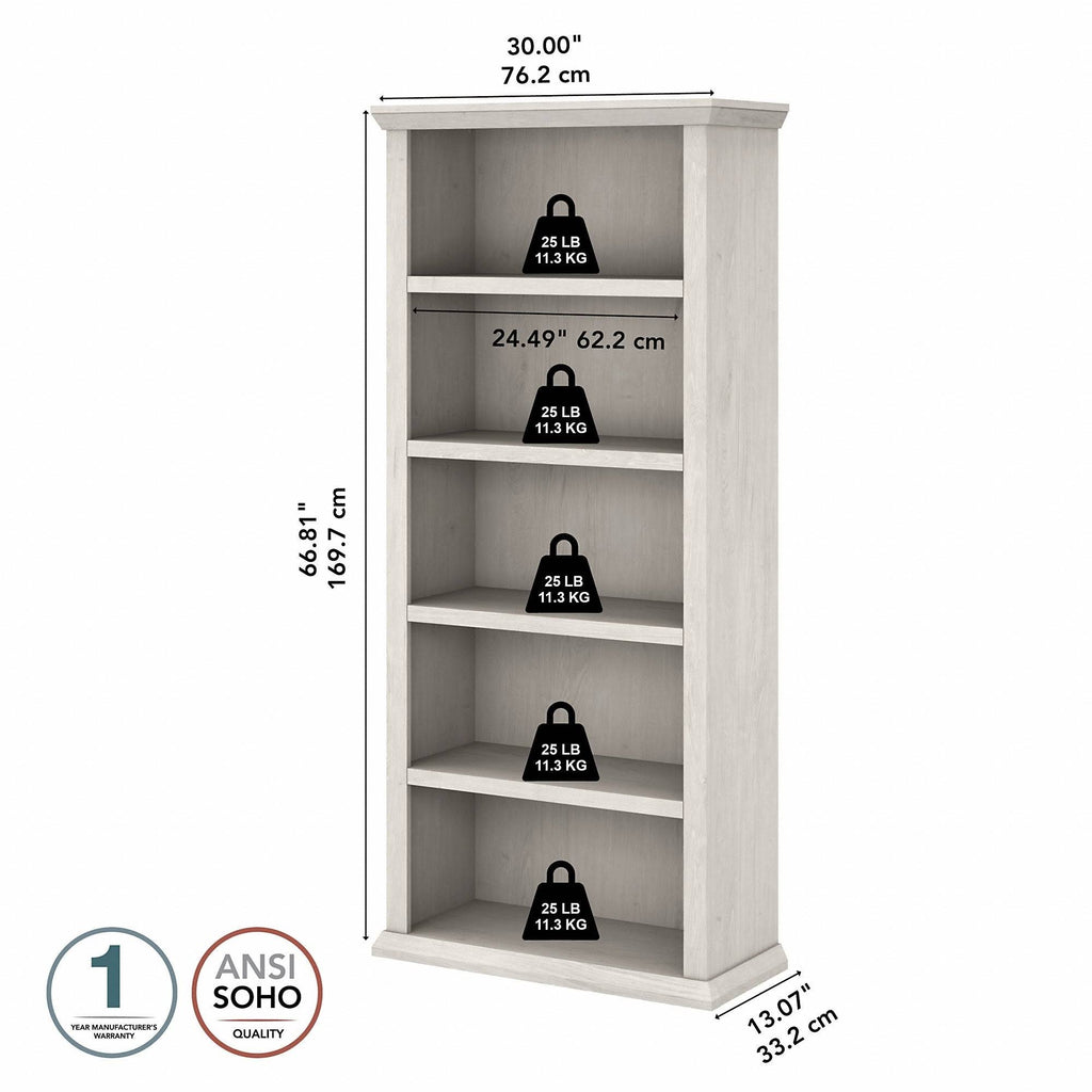Tall 5 Shelf Bookcase, Restored Gray K6412