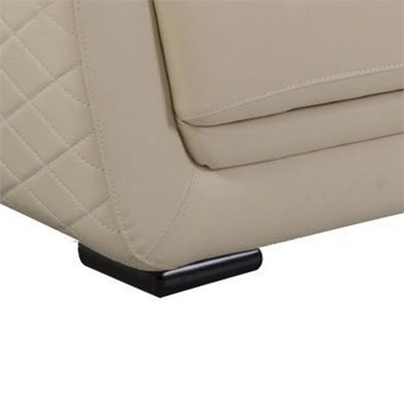 Cream Leatherette Chair with Attached Waist Pillow U506