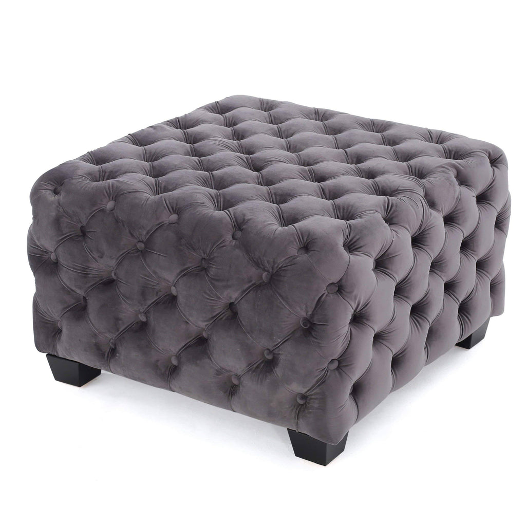 Grey Velvet Ottoman C2308