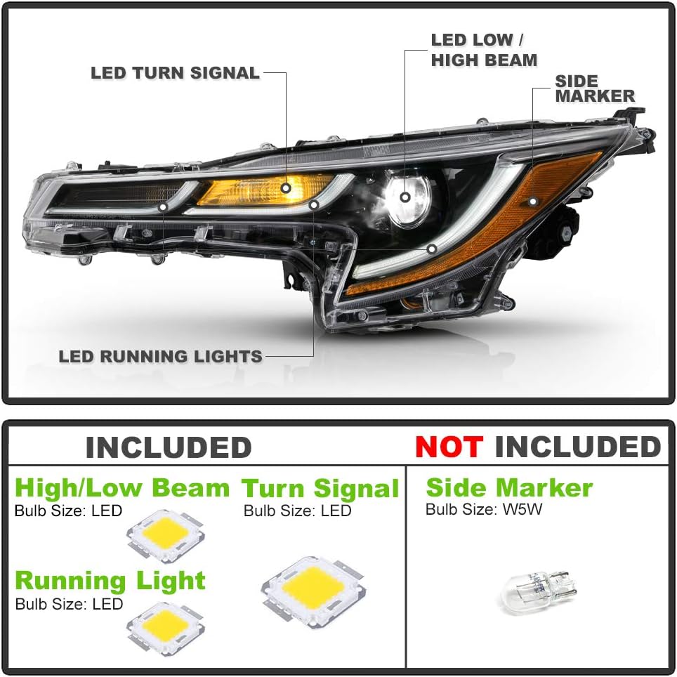 Black LED Projector Headlights Set Left+Right H93837