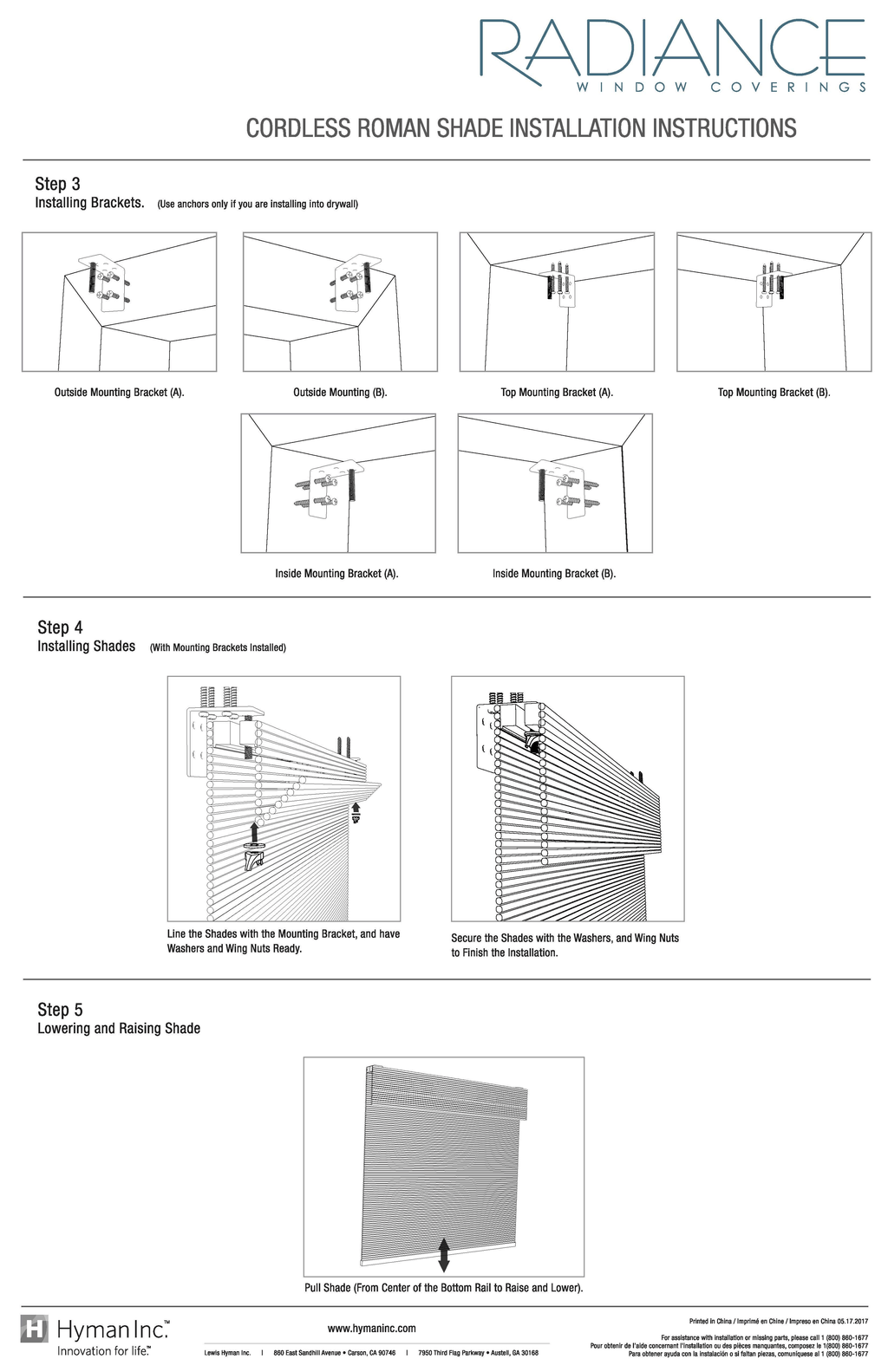 Cordless Roman Shade 41x64 V4738