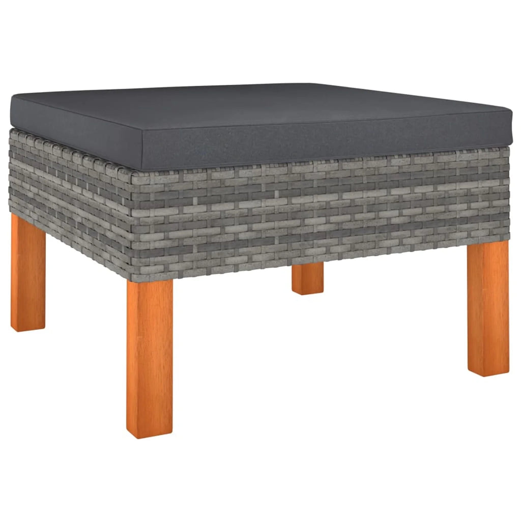 6 Piece Poly Rattan Garden Set with Cushions Gray O6461