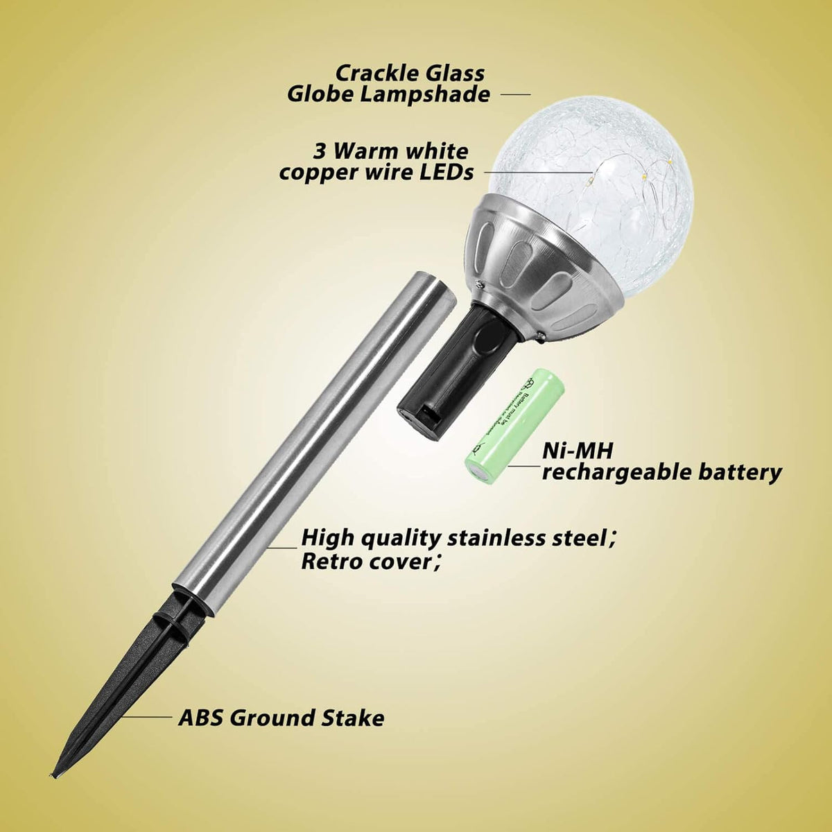 Cracked Glass Ball Lights Outdoor Garden Pathway Lights (3 Pack) A9404