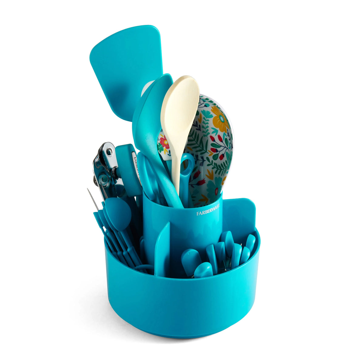 18-Piece Aqua Kitchen Tool and Gadget Caddy Set Y64072