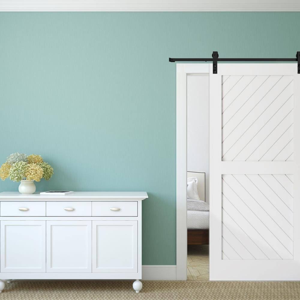 Barn Door Hardware Set with Track for 1 3/8x22 Doors, Dark Gray P28097