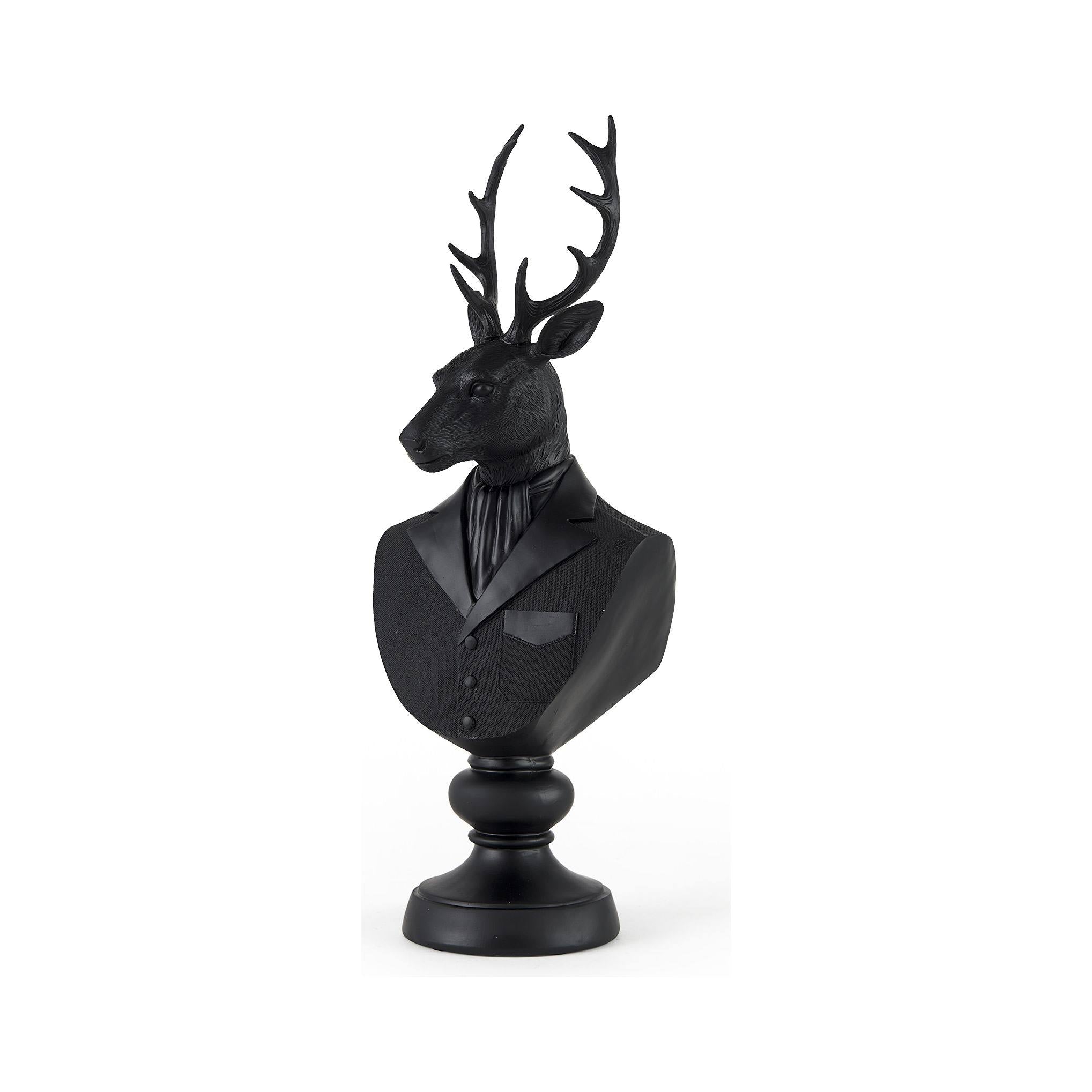 Black Painted Resin Deer Bust S61724