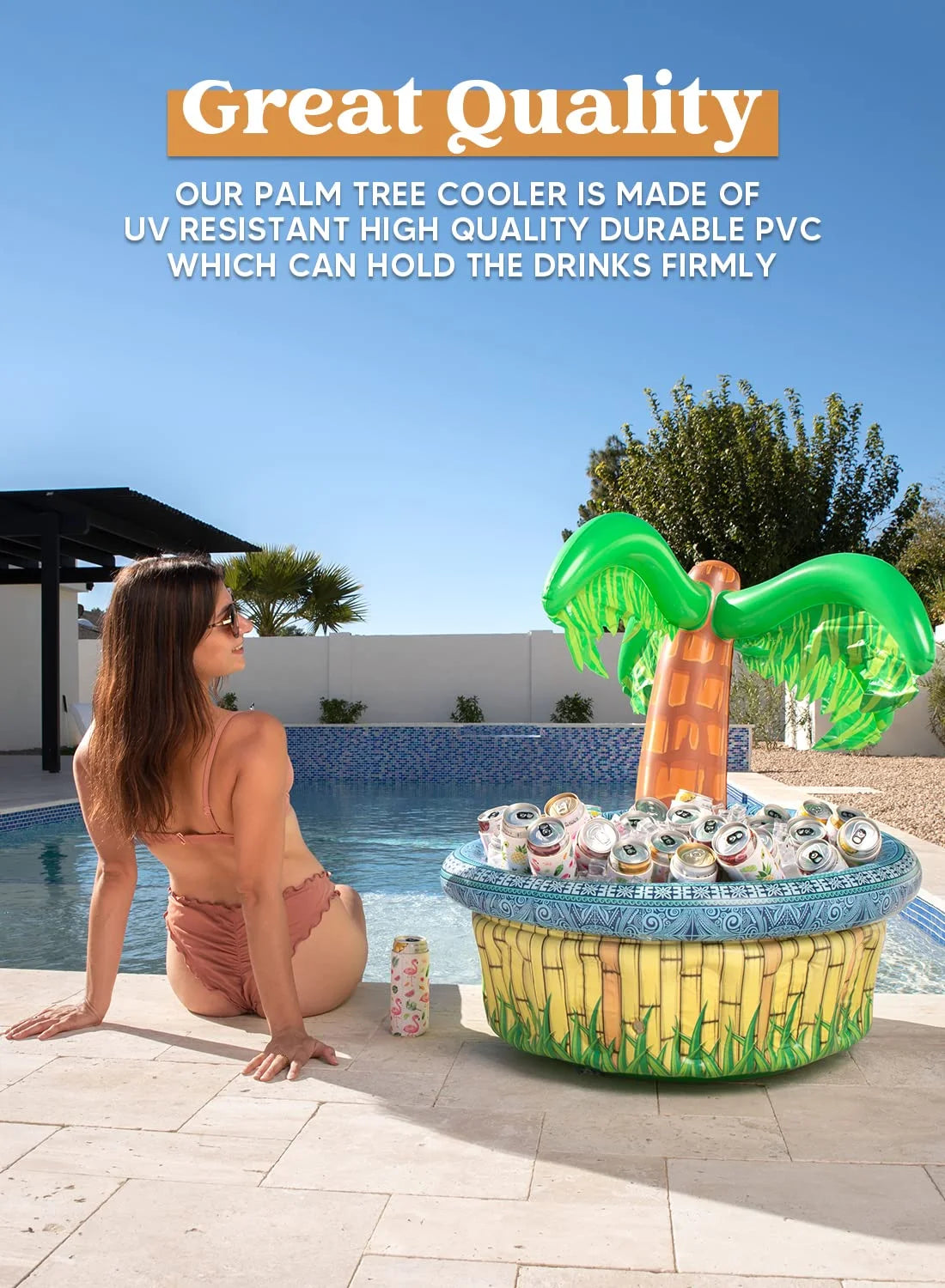 2 Pack Inflatable Palm Tree Cooler, 28" Inflatable Drink Cooler O7579
