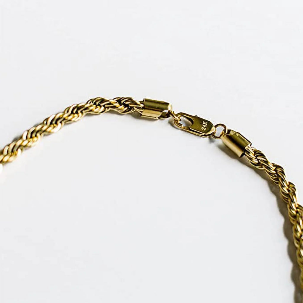 24k Gold Plated Rope Chain Necklace G7545