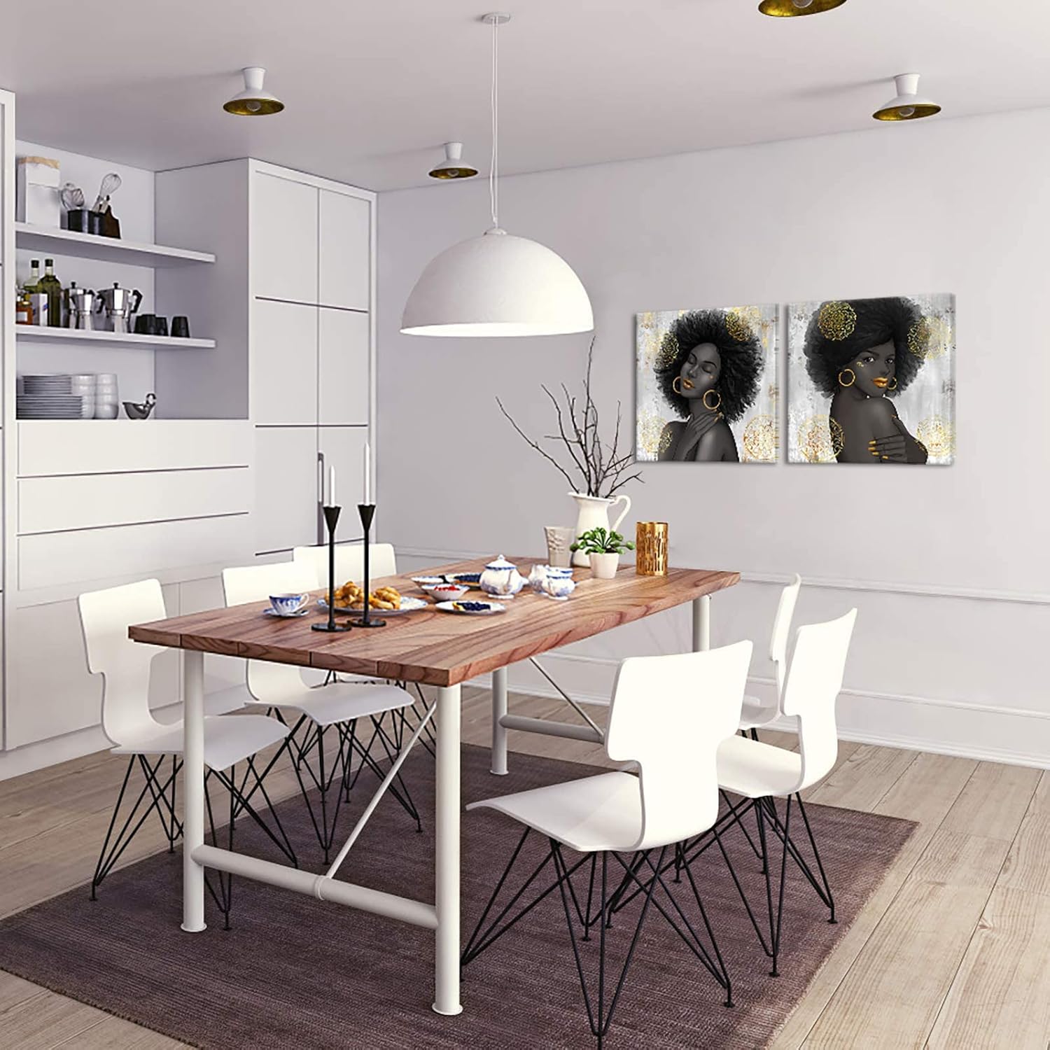 Black Woman with Gold Lip Canvas Wall Art B296