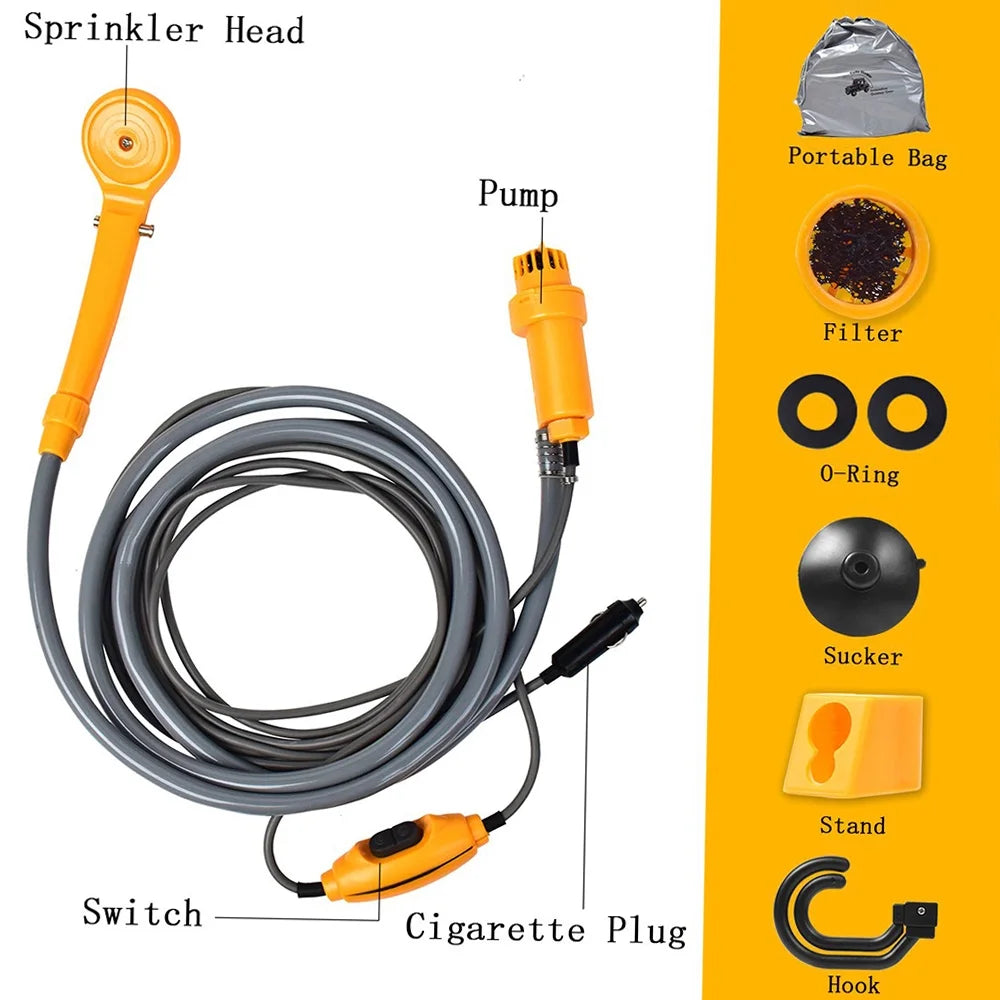 Portable Shower Kit with Pump, 6 Meter Cable, Max 2.5L Per Minute H337290