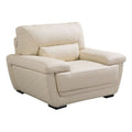 Cream Leatherette Chair with Attached Waist Pillow U506