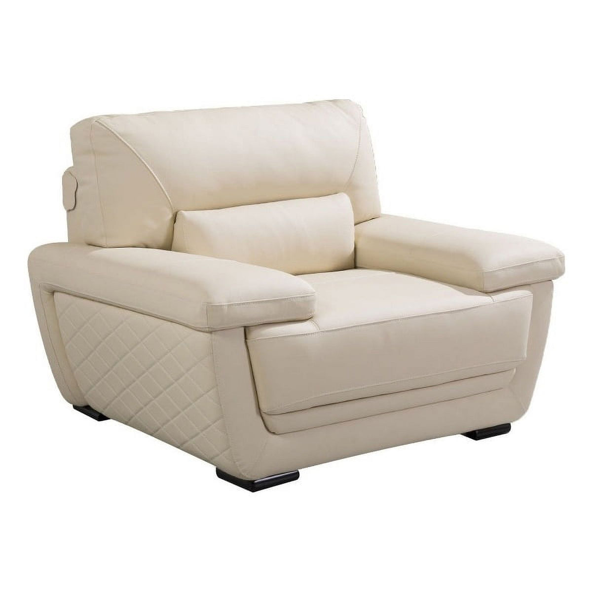 Cream Leatherette Chair with Attached Waist Pillow U506