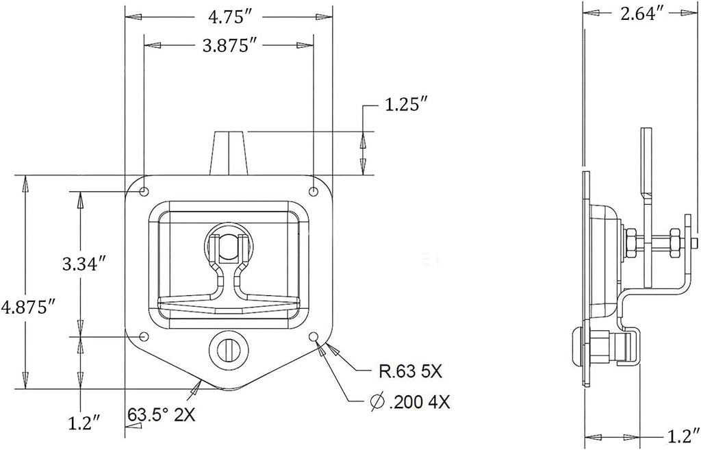 Stainless Steel T Handle Latch with Lock and Gasket Pack of 2 O989