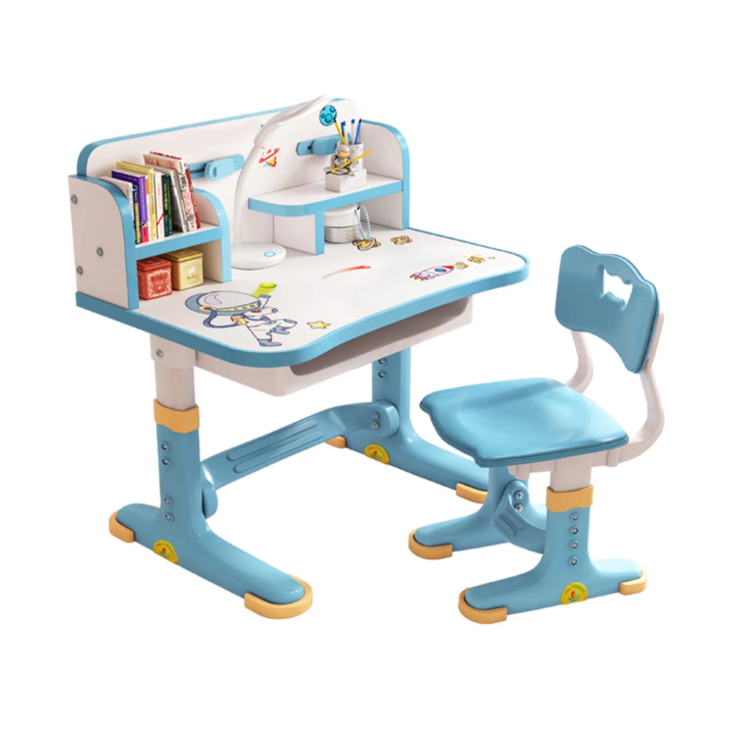 Blue Height Adjustable Kids Desk and Chair Set with Drawer X95160