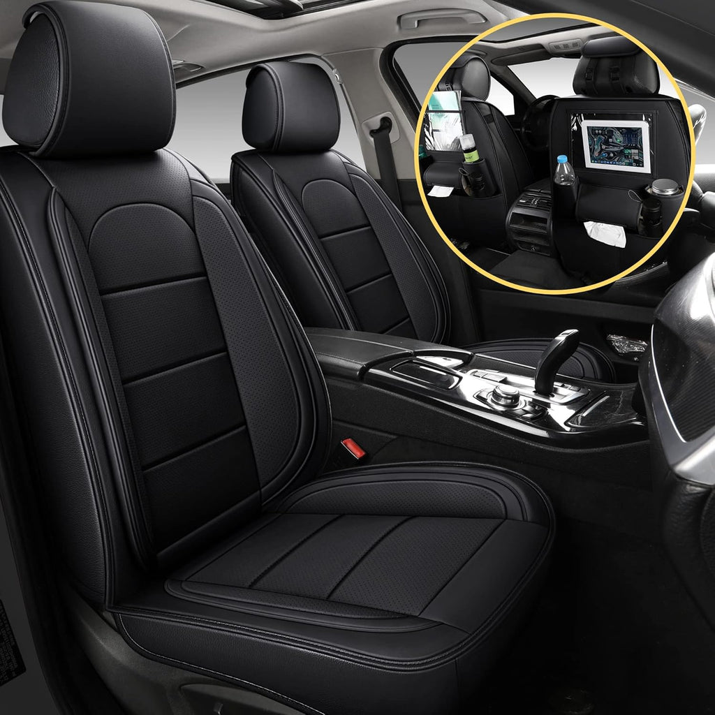 Black&Grey Leather Car Seat Covers Full Set H978895